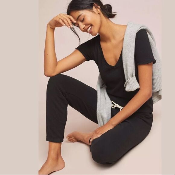 ANTHROPOLOGIE HUNTLEY V-NECK COTTON JUMPSUIT - Picture 4 of 4